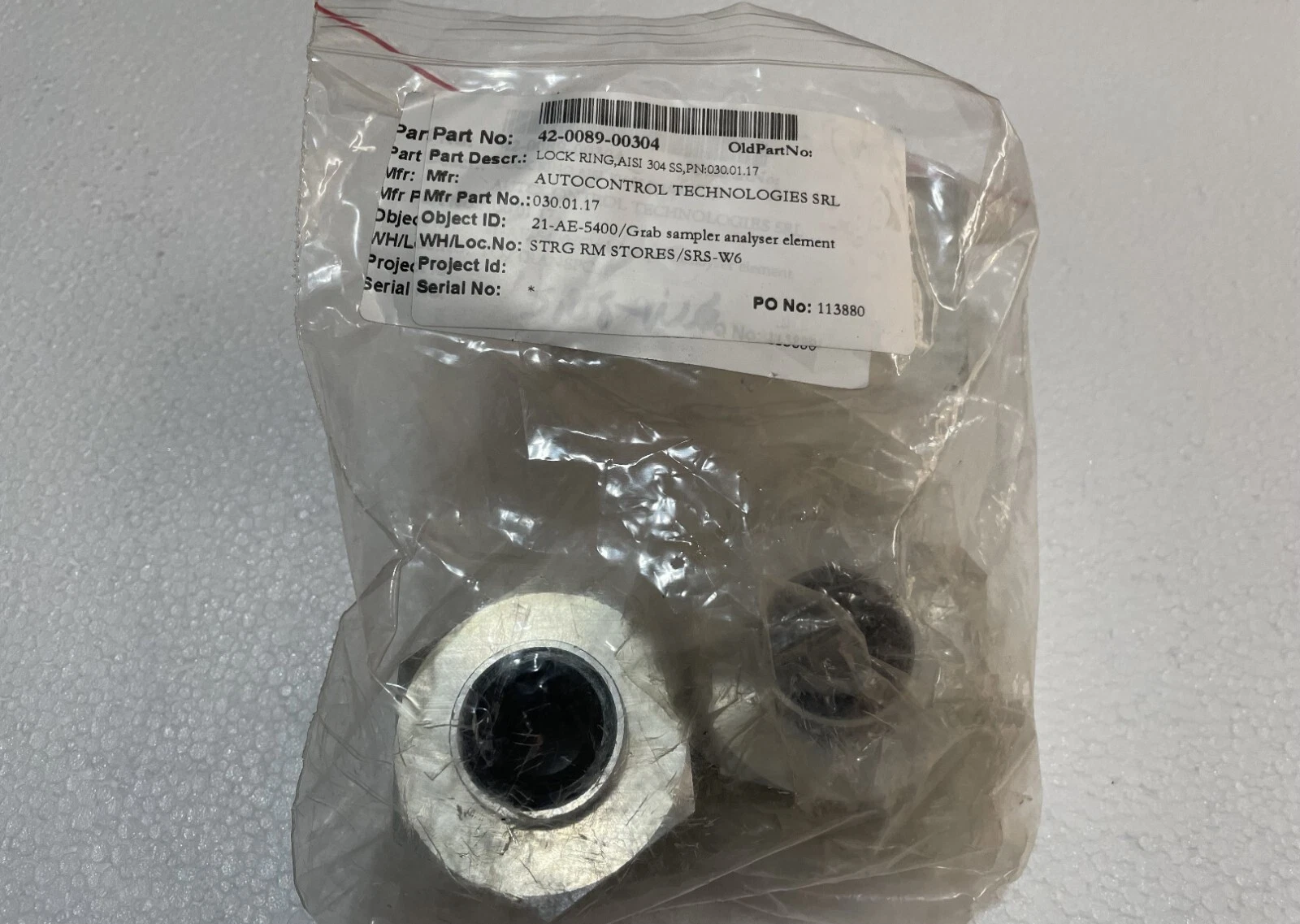 AutoControl Technologies Grab Sampler Lock Ring P/N 030.01.17 Lot of 02 Pcs